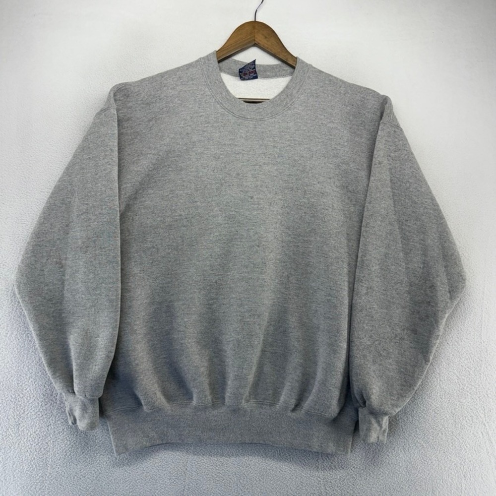 Vintage Blank Sweatshirt Men's XL Gray Crewneck Made In USA Pullover Solid 90s